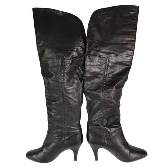 Alberto D Molina 6.5 vintage all leather OTK boots black - Picture 4 of 9